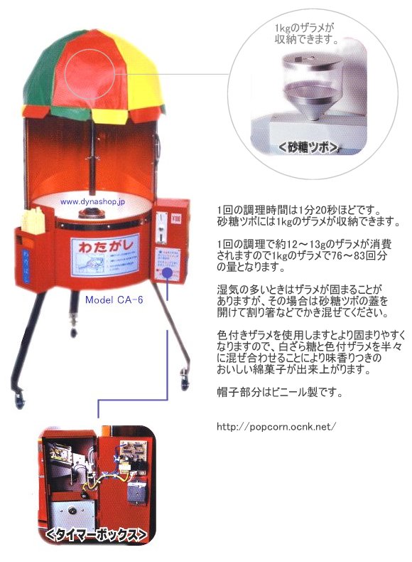 わたがし機 CA-6A｜神戸ポップコーン｜ポップコーン材料 綿菓子機の販売